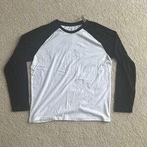 George Black and White Long Sleeve Raglan Tee